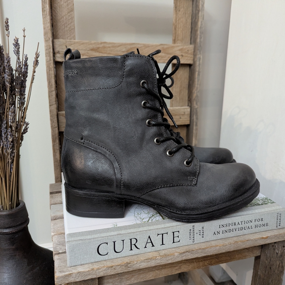 Leather Combat Boots by Brown's Shoes